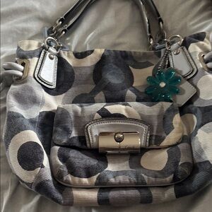 Coach Gray and Cream Shoulder Bag